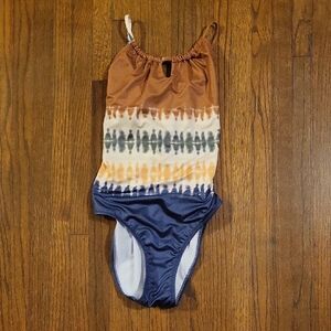 Zara Brown and Blue Tie-Dye Swimsuit